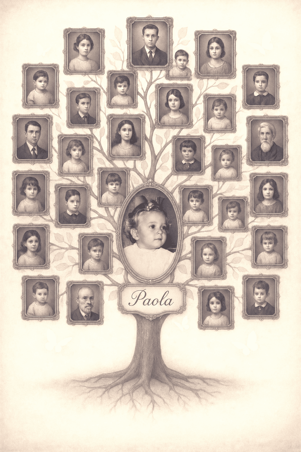 Albero genealogico artistico disegnato a mano