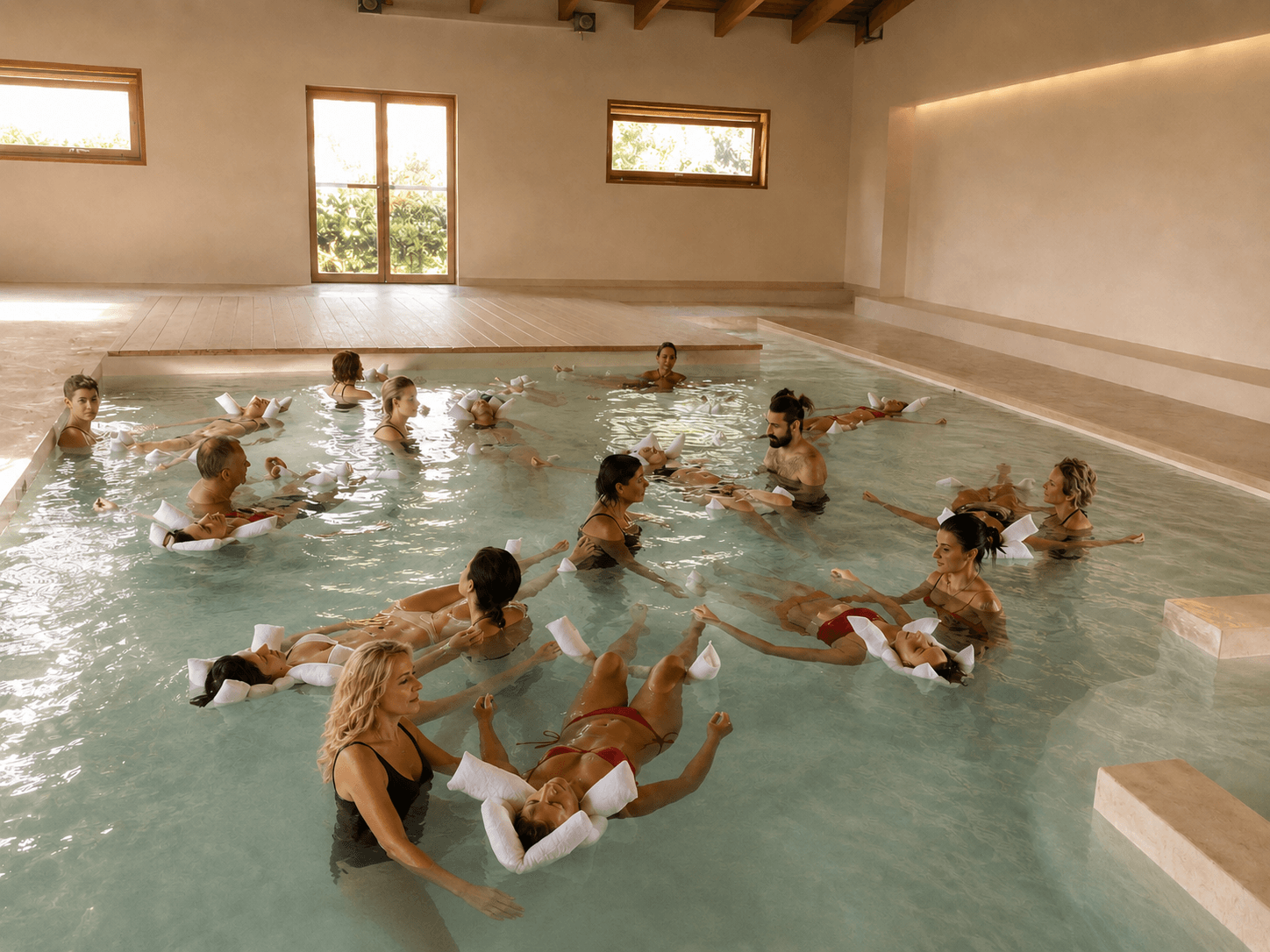 Sessione di gruppo in acqua del Metodo Emerge